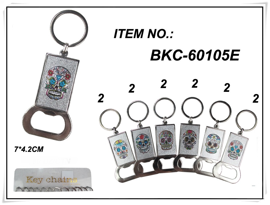 Keychain - Sugar SKULL Metal Opener BKC-60105E SOLD BY DOZEN